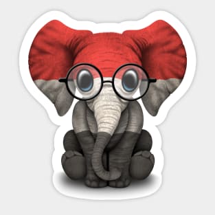 Baby Elephant with Glasses and Yemenis Flag Sticker